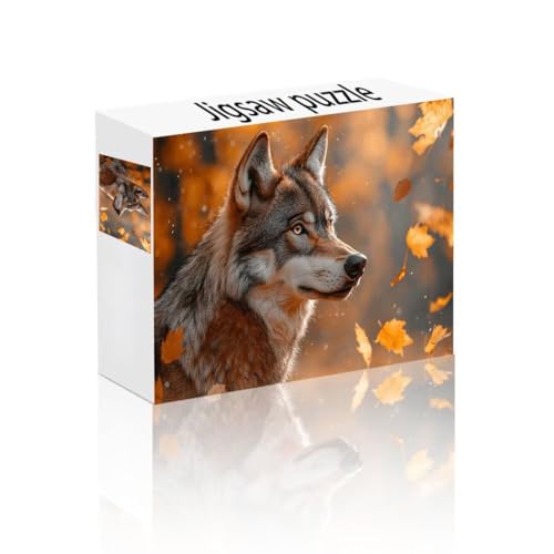 Puzzle Erwachsene 24 Teile Wolf, Blätter Puzzle Lernspiel Herausforderung Schwierigkeit, Vielfältig und Bunt Puzzlespiele, Freizeitaktivität Lustige Geschenke Wohndeko für Erwachsene ab 14 Jahren S-3 von Linncen