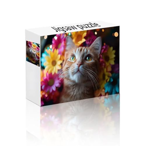 Puzzle Erwachsene 300 Teile Katze, Gänseblümchen Kinderpuzzle Lernspiel Herausforderung Schwierigkeit, Vielfältig Bunt Puzzlespiele, Lustige Geschenke Wohndeko für Erwachsene Kinder ab 14 Jahren E-2 von Linncen