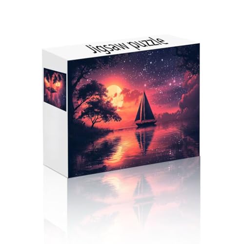 Puzzle Erwachsene 300 Teile Mond, Boot Puzzle Lernspiel Herausforderung Schwierigkeit, Vielfältig und Bunt Puzzlespiele, Freizeitaktivität Lustige Geschenke Wohndeko für Erwachsene ab 14 Jahren F-8 von Linncen