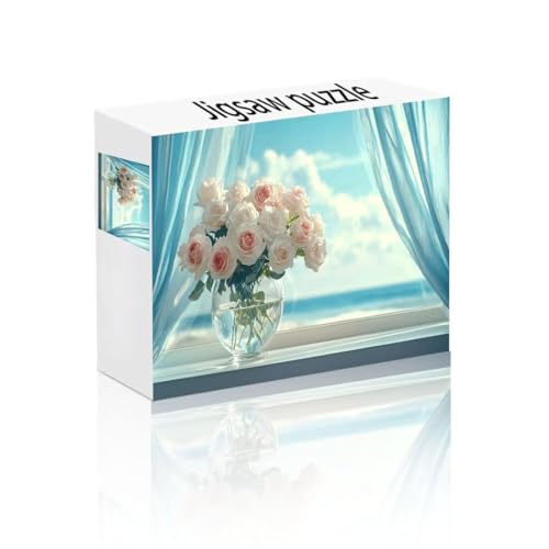 Puzzle Erwachsene 300 Teile Rose, Fenster Puzzle Lernspiel Herausforderung Schwierigkeit, Vielfältig und Bunt Puzzlespiele, Freizeitaktivität Lustige Geschenke Wohndeko für Erwachsene ab 14 Jahren K-1 von Linncen
