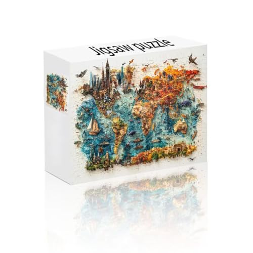 Puzzle Erwachsene 300 Teile Stadt, Weltkarte Puzzle Lernspiel Herausforderung Schwierigkeit, Vielfältig Bunt Puzzlespiele, Freizeitaktivität Lustige Geschenke Wohndeko für Erwachsene ab 14 Jahren W-9 von Linncen
