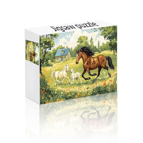 Puzzle Erwachsene 500 Teile Bauernhof, Pferd Puzzle Lernspiel Herausforderung Schwierigkeit, Vielfältig Bunt Puzzlespiele, Freizeitaktivität Lustige Geschenke Wohndeko für Erwachsene ab 14 Jahren D-0 von Linncen