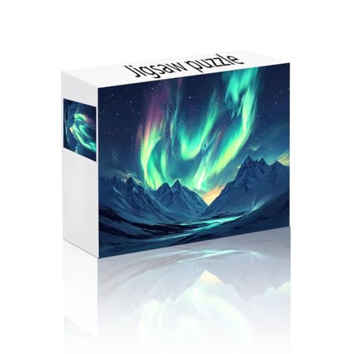 Puzzle Erwachsene 500 Teile Berg, Polarlicht Puzzle Lernspiel Herausforderung Schwierigkeit, Vielfältig Bunt Puzzlespiele, Freizeitaktivität Lustige Geschenke Wohndeko für Erwachsene ab 14 Jahren P-2 von Linncen