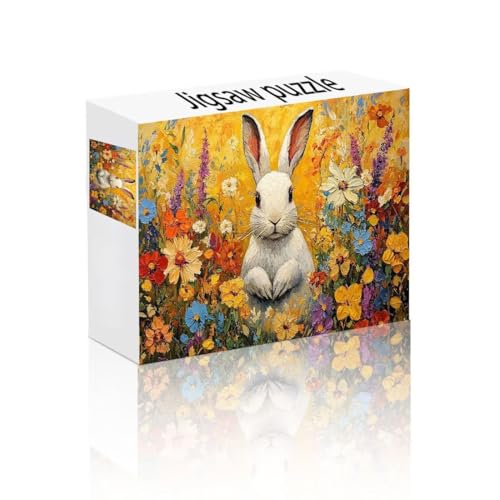 Puzzle Erwachsene 500 Teile Blume, Kaninchen Puzzle Lernspiel Herausforderung Schwierigkeit, Vielfältig Bunt Puzzlespiele, Freizeitaktivität Lustige Geschenke Wohndeko für Erwachsene ab 14 Jahren B-6 von Linncen