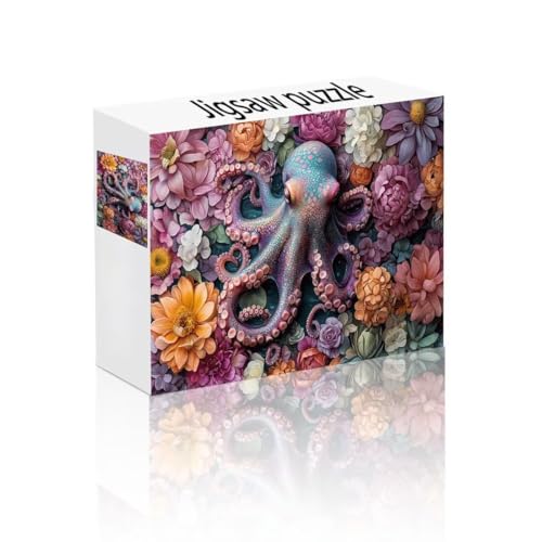 Puzzle Erwachsene 500 Teile Blume, Oktopus Puzzle Lernspiel Herausforderung Schwierigkeit, Vielfältig Bunt Puzzlespiele, Freizeitaktivität Lustige Geschenke Wohndeko für Erwachsene ab 14 Jahren L-6 von Linncen