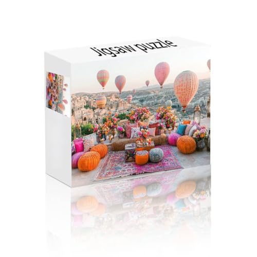 Puzzle Erwachsene 500 Teile Heißluftballon, Stadt Puzzle Lernspiel Herausforderung Schwierigkeit, Vielfältig Puzzlespiele, Freizeitaktivität Lustige Geschenke Wohndeko für Erwachsene ab 14 Jahren K-5 von Linncen