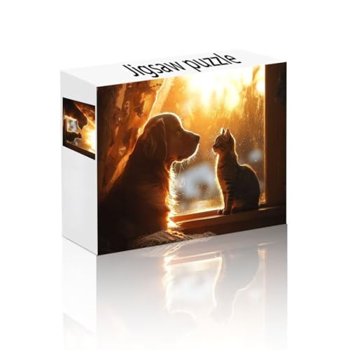 Puzzle Erwachsene 500 Teile Hund, Katze Puzzle Lernspiel Herausforderung Schwierigkeit, Vielfältig und Bunt Puzzlespiele, Freizeitaktivität Lustige Geschenke Wohndeko für Erwachsene ab 14 Jahren X-0 von Linncen