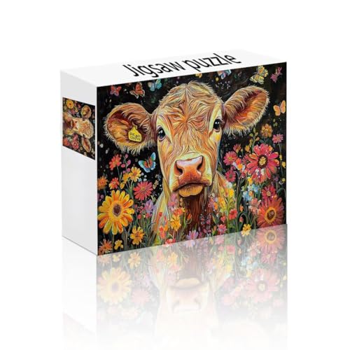Puzzle Erwachsene 500 Teile Ochse, Blume Puzzle Lernspiel Herausforderung Schwierigkeit, Vielfältig und Bunt Puzzlespiele, Freizeitaktivität Lustige Geschenke Wohndeko für Erwachsene ab 14 Jahren S-1 von Linncen