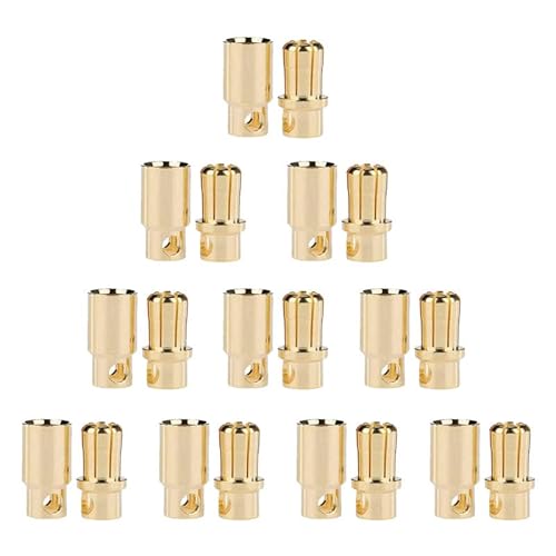 LINSYRC 10 Paar Vergoldet 8MM 8.0MM Bananenstecker Rundstecker Männlich Buchse Setzt für RC Lipo ESC Motoren (8.0MM) von LINSYRC