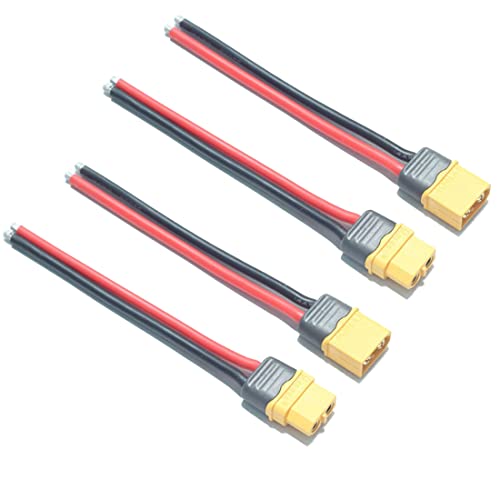 LinsyRC 2 Paar Ummantelter XT-60 XT60H Stecker Männlich und Buchse Adapter mit 15CM 12AWG Silikonkabel für RC Lipo Akku FPV Drohne von LinsyRC