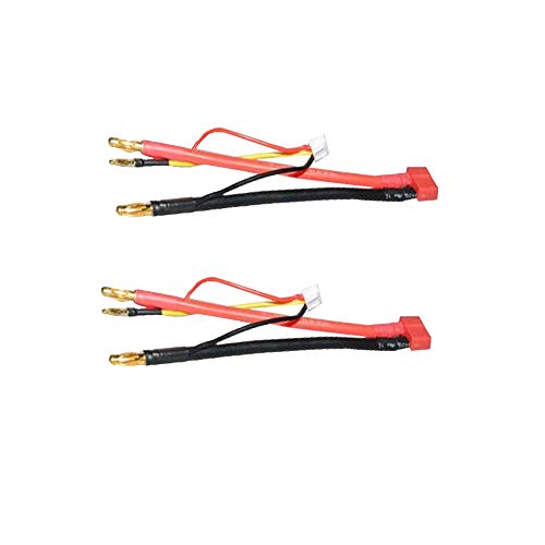 LinsyRC 2-Pack Deans T-Stecker Buchse auf 4mm Bananenstecker Rundstecker mit 2S JST-XH-Balance-Kabel für RC Lipo von LinsyRC