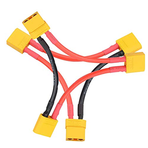 LINSYRC 2-Pack XT90 Serie Stecker 1-Buchse und 2-Männlich Adapter Kabel mit 10CM 10AWG Silikonkabel für RC Lipo Batterie Hubschrauber Quadcopter von LINSYRC