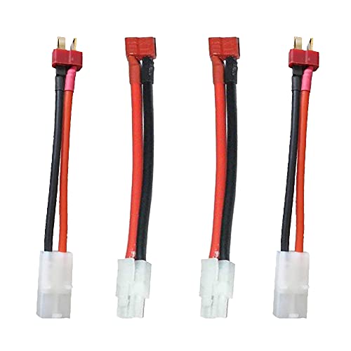 LinsyRC 2 Stück Deans t Plug Stecker auf BigTamiya Buchse und 2 Stück Deans t Stecker Buchse auf BigTamiya Stecker mit 5CM 14AWG Kabel von LINSYRC