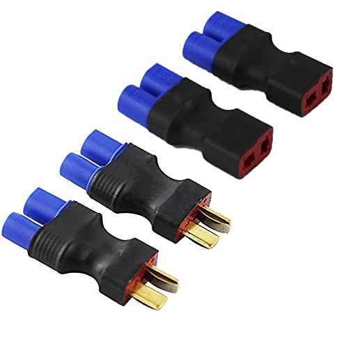 LinsyRC 2 Stück EC3 Männlich auf Deans T-Stecker Buchse Steckeradapter und 2 Stück EC3 Buchse auf Deans T-Stecker Männlich Steckeradapter für RC Lipo Akku von LinsyRC