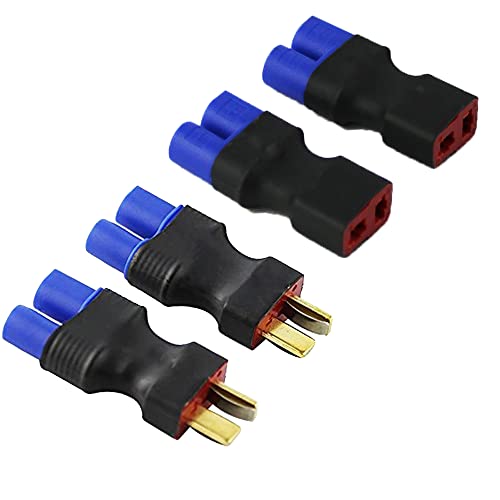 LINSYRC 2 Stück EC3 Männlich auf Deans T-Stecker Buchse Steckeradapter und 2 Stück EC3 Buchse auf Deans T-Stecker Männlich Steckeradapter für RC Lipo Akku von LINSYRC
