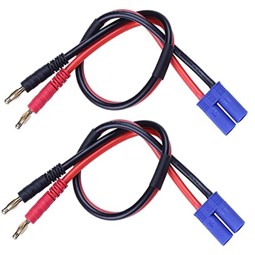 LINSYRC 2 Stücke EC5 Männlich auf 4,0mm 4mm Bananenstecker Rundstecker RC Akku Ladekabel mit 12AWG 11,8 Zoll Silikonkabel für RC Hubschrauber Fahrzeug Spielzeug von LINSYRC
