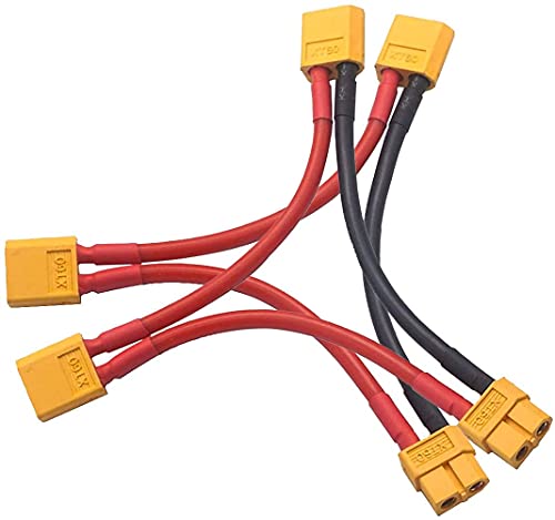 LINSYRC 2 Stück XT60 Serial Series Batterieanschluss 1-Buchse auf 2-Männlich Stecker Adapter mit 10CM 12AWG Silikonkabel für RC Lipo Batterie Hubschrauber Quadcopter von LINSYRC