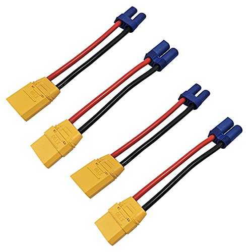 LINSYRC 2 Stücke XT90H Männlich auf EC5 Buchse Adapter und 2 Stücke XT90 Buchse auf EC5 Männlich Adapter mit 10CM 12AWG Silikonkabel von LINSYRC