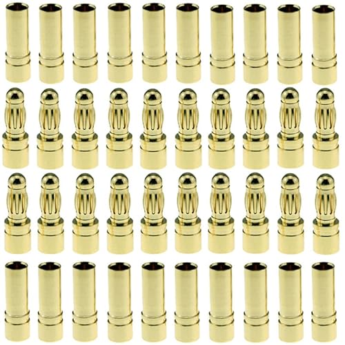 LinsyRC 20 Paar Vergoldet 3.5MM Bananenstecker Rundstecker Männlich und Buchse Steckverbinder für RC Lipo ESC Motoren(3.5MM) von LinsyRC