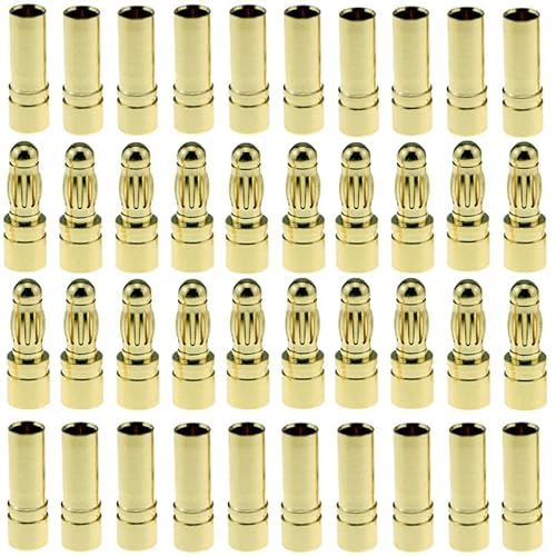 LINSYRC 20 Paar Vergoldet 3.5MM Bananenstecker Rundstecker Männlich und Buchse Steckverbinder für RC Lipo ESC Motoren(3.5MM) von LINSYRC