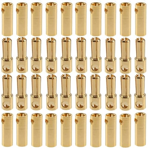 LINSYRC 20 Paar Vergoldet 5.0MM 5MM Bananenstecker Rundstecker Männlich und Buchse Steckverbinder für RC Lipo ESC Motoren (5.0MM) von LINSYRC