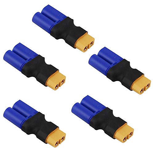 LinsyRC 5-Pack XT60 Buchse Stecker auf EC5 Männlich Stecker Adapter für RC Lipo Akku (XT60 Buchse auf EC5 Männlich) von LinsyRC