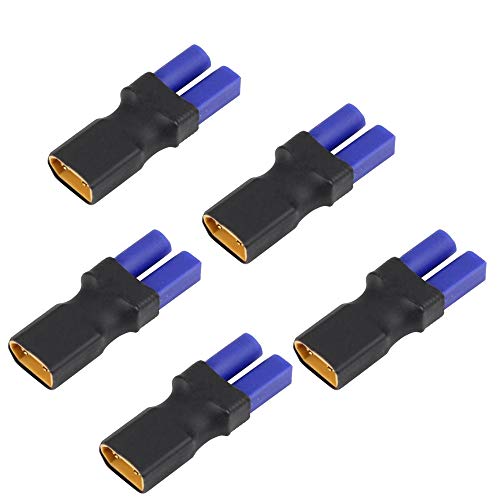 LinsyRC 5-Pack XT60 Männlich Stecker auf EC5 Buchse Steckverbinder Adapter für RC Lipo Akku von LinsyRC