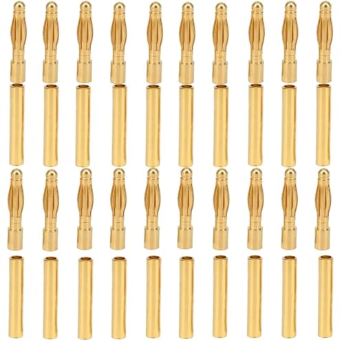 LINSYRC 20 Paar Vergoldet 2.0MM 2MM Bananenstecker Rundstecker Bullet Männlich und Buchse Setzt für RC Lipo ESC Motoren(2.0MM) von LINSYRC