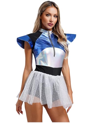 Linyuir Astronauten Kostüm Damen Metallischer Raumanzug Cadet Outfit Alien Reißverschluss Ohne Ärmel Weltraum Mission Karneval Halloween S Xl Silber XXL Linyuir Astronauten Kostüm Damen Metallischer Raumanzug Cadet Outfit Alien Reißverschluss Ohne Ärmel Weltraum Mission Karneval Halloween S Xl Silber XXL von Linyuir