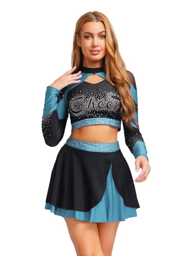 Linyuir Cheerleading Kostüm Für Damen Uniform Outfit Tanz Crop Top Und Rock Himmelblau S Linyuir Cheerleading Kostüm Für Damen Uniform Outfit Tanz Crop Top Und Rock Himmelblau S von Linyuir