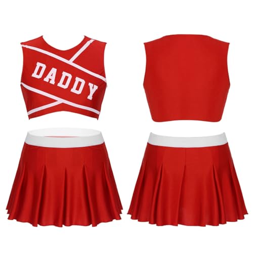 Linyuir Damen Karneval Verkleidung Cheerleading Kostüm Uniform Pompom Girl High School Musical Top Und Tutu Rock Kleid Tanz Sxl Rot L Linyuir Damen Karneval Verkleidung Cheerleading Kostüm Uniform Pompom Girl High School Musical Top Und Tutu Rock Kleid Tanz Sxl Rot L von Linyuir