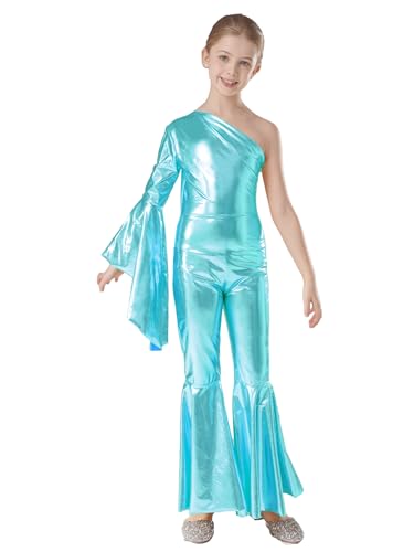 Linyuir Disco Mädchen Verkleidung Er Jahre Asymmetrisches Outfit Hippie Tanzkostüm Er Glänzender Tanzanzug Overalls Mit Schlaghose Für Jahre Blau 146-152 Linyuir Disco Mädchen Verkleidung Er Jahre Asymmetrisches Outfit Hippie Tanzkostüm Er Glänzender Tanzanzug Overalls Mit Schlaghose Für Jahre Blau 146-152 von Linyuir
