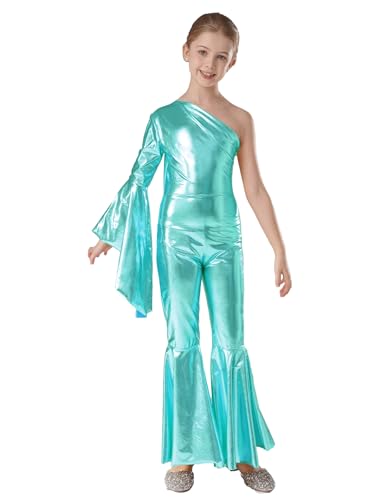 Linyuir Disco Mädchen Verkleidung Er Jahre Asymmetrisches Outfit Hippie Tanzkostüm Er Glänzender Tanzanzug Overalls Mit Schlaghose Für Jahre Blau Grün 146-152 Linyuir Disco Mädchen Verkleidung Er Jahre Asymmetrisches Outfit Hippie Tanzkostüm Er Glänzender Tanzanzug Overalls Mit Schlaghose Für Jahre Blau Grün 146-152 von Linyuir