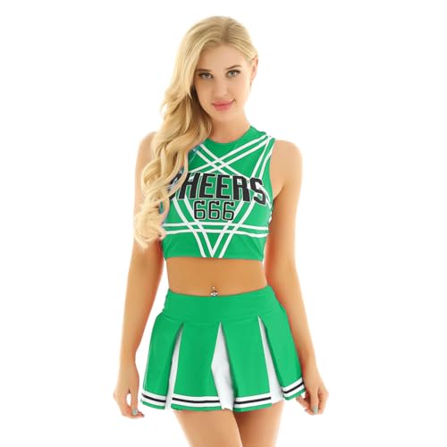 Linyuir Frauen Kostüm Outfit Karneval Uniform Cheerleading Cosplay Halloween Top Trägeroberteil Und Tutu Rock Ensemble Tanzkleid Sxl Grün L Linyuir Frauen Kostüm Outfit Karneval Uniform Cheerleading Cosplay Halloween Top Trägeroberteil Und Tutu Rock Ensemble Tanzkleid Sxl Grün L von Linyuir
