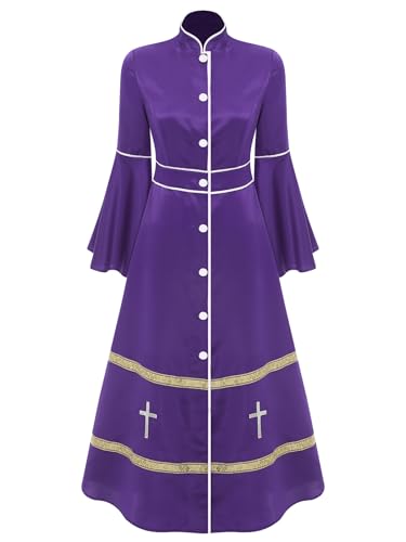 Linyuir Geistliche Kleidung Für Damen Locker Sitzendes Chorgewand Ausgestellt Ärmel Kirchliche Liturgische Lobpreis Anbetung Tanzgewand Lila L von Linyuir