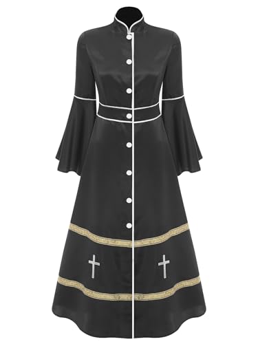 Linyuir Geistliche Kleidung Für Damen Locker Sitzendes Chorgewand Ausgestellt Ärmel Kirchliche Liturgische Lobpreis Anbetung Tanzgewand Schwarz 3XL von Linyuir