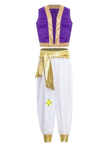 Linyuir Kind Jungen Prinz Araber Kostüm Verkleidung Arabischer Prinz Sheikh Kostüm Arabische Weste Und Hose Tribal Karneval Halloween Feste Jahre Lila 134-140 Linyuir Kind Jungen Prinz Araber Kostüm Verkleidung Arabischer Prinz Sheikh Kostüm Arabische Weste Und Hose Tribal Karneval Halloween Feste Jahre Lila 134-140 von Linyuir