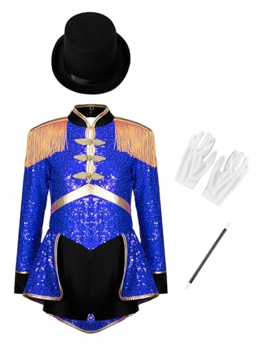 Linyuir Kind Verkleidung Zaubermeister Zirkusdirektor Junge Mädchen Kostüm Löwenbändiger Cosplay Trommelgruppe Fanfare Halloween Auftritt Blau 158-164 Linyuir Kind Verkleidung Zaubermeister Zirkusdirektor Junge Mädchen Kostüm Löwenbändiger Cosplay Trommelgruppe Fanfare Halloween Auftritt Blau 158-164 von Linyuir