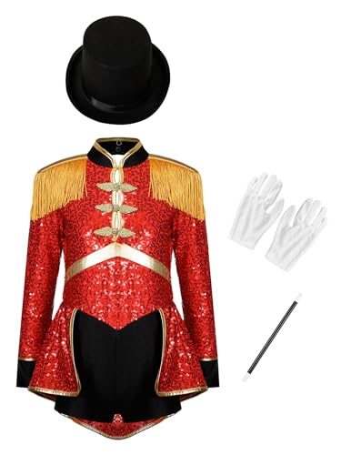 Linyuir Kind Verkleidung Zaubermeister Zirkusdirektor Junge Mädchen Kostüm Löwenbändiger Cosplay Trommelgruppe Fanfare Halloween Auftritt Rot 122-128 Linyuir Kind Verkleidung Zaubermeister Zirkusdirektor Junge Mädchen Kostüm Löwenbändiger Cosplay Trommelgruppe Fanfare Halloween Auftritt Rot 122-128 von Linyuir