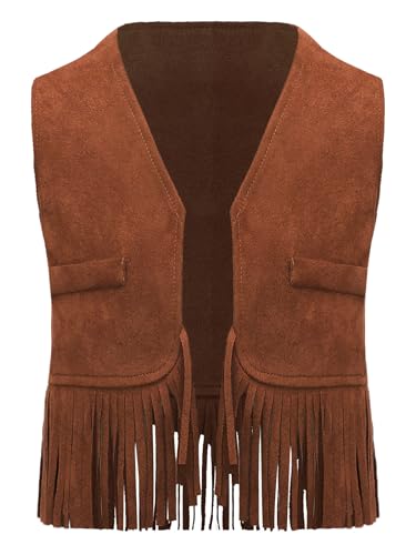 Linyuir Kind Westernweste Mit Fransen Cowboy Westernweste Ohne Ärmel Hippie Vintage Wildlederweste Arabisches Prinz Kostüm Halloween Karneval Jahre Braun 104-110 Linyuir Kind Westernweste Mit Fransen Cowboy Westernweste Ohne Ärmel Hippie Vintage Wildlederweste Arabisches Prinz Kostüm Halloween Karneval Jahre Braun 104-110 von Linyuir