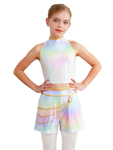 Linyuir Kinder Kpop Idol Tanzbühnenkostüm Für Mädchen Kpop Sängerinnen Kostüm Für Mädchen Bühnenauftritt Tägliches Tragen Schillerndes Weiß 110-116 von Linyuir