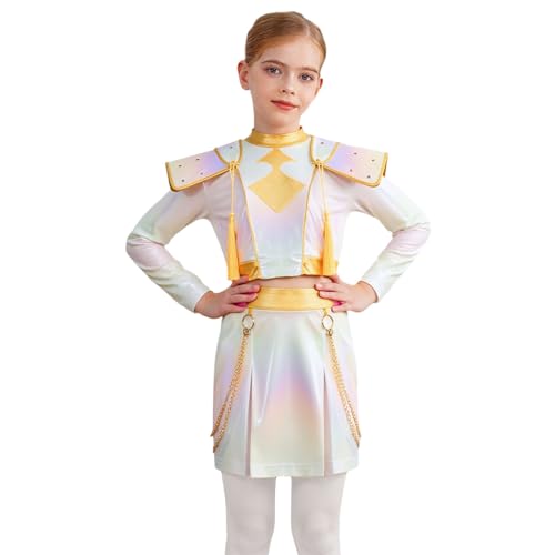 Linyuir Mädchen Kinder Kpop Sängerin Kpop Idol Tanzkostüm Für Mädchen Rollenspiel Fotoshooting Halloween Schillerndes Weiß 146-152 von Linyuir