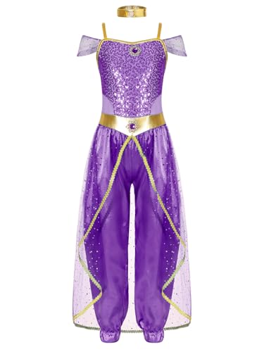 Linyuir Mädchen Prinzessin Verkleidung Arabische Prinzessin Cosplay Kostüm Arabische Kombination Halloween Karneval Gymnastikanzug Tanz Mit Glitzer Lila 146-152 Linyuir Mädchen Prinzessin Verkleidung Arabische Prinzessin Cosplay Kostüm Arabische Kombination Halloween Karneval Gymnastikanzug Tanz Mit Glitzer Lila 146-152 von Linyuir