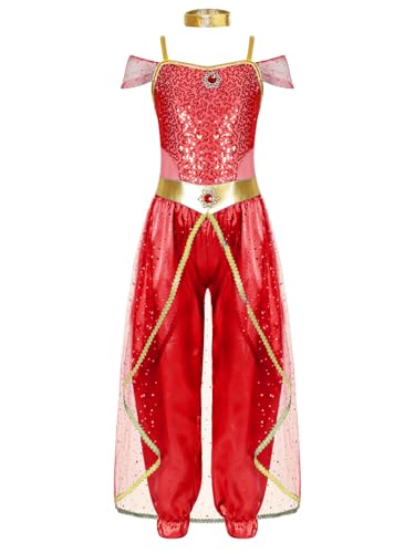 Linyuir Mädchen Prinzessin Verkleidung Arabische Prinzessin Cosplay Kostüm Arabische Kombination Halloween Karneval Gymnastikanzug Tanz Mit Glitzer Rot 122-128 Linyuir Mädchen Prinzessin Verkleidung Arabische Prinzessin Cosplay Kostüm Arabische Kombination Halloween Karneval Gymnastikanzug Tanz Mit Glitzer Rot 122-128 von Linyuir