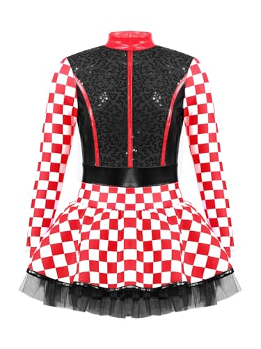 Linyuir Rennfahrer Kostüm Für Mädchen Halloween Karneval Verkleidung Rollenspiel Glitzerndes Partykleid Mit Langen Ärmeln Und Karomuster Schwarz 146-152 Linyuir Rennfahrer Kostüm Für Mädchen Halloween Karneval Verkleidung Rollenspiel Glitzerndes Partykleid Mit Langen Ärmeln Und Karomuster Schwarz 146-152 von Linyuir