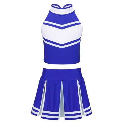 Linyuir Uniform Pom Pom Girl Mädchen Kleid Cheerleading Ärmellos Kleid Tanzen Gymnastik Crop Top Und Kurzer Rock Kostüm Girl Karneval Halloween Jahre Blau Weiß 128 Linyuir Uniform Pom Pom Girl Mädchen Kleid Cheerleading Ärmellos Kleid Tanzen Gymnastik Crop Top Und Kurzer Rock Kostüm Girl Karneval Halloween Jahre Blau Weiß 128 von Linyuir