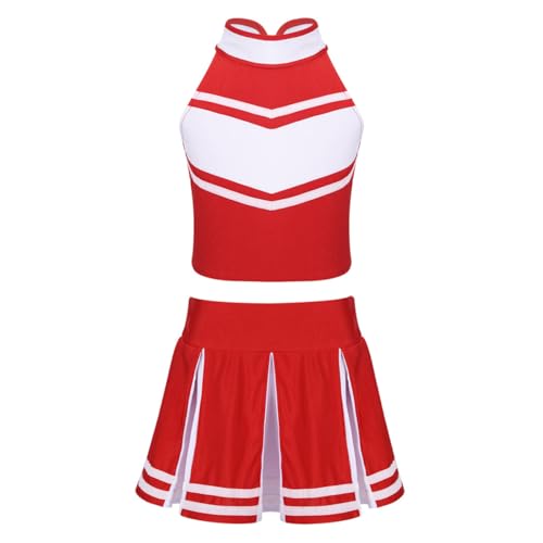 Linyuir Uniform Pom Pom Girl Mädchen Kleid Cheerleading Ärmellos Kleid Tanzen Gymnastik Crop Top Und Kurzer Rock Kostüm Girl Karneval Halloween Jahre Rot Weiß 116 Linyuir Uniform Pom Pom Girl Mädchen Kleid Cheerleading Ärmellos Kleid Tanzen Gymnastik Crop Top Und Kurzer Rock Kostüm Girl Karneval Halloween Jahre Rot Weiß 116 von Linyuir