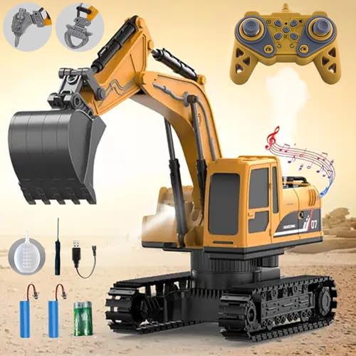 LioMaxi 1:22 Maßstab 11 Kanäle 3 in 1 ferngesteuerter Bagger für Kinder, ferngesteuerter Bagger mit Metallschaufel, hydraulischer Bagger mit Licht und Sound und Spray, Geschenke für Kinder von 4-7 LioMaxi 1:22 Maßstab 11 Kanäle 3 in 1 ferngesteuerter Bagger für Kinder, ferngesteuerter Bagger mit Metallschaufel, hydraulischer Bagger mit Licht und Sound und Spray, Geschenke für Kinder von 4-7 von LioMaxi