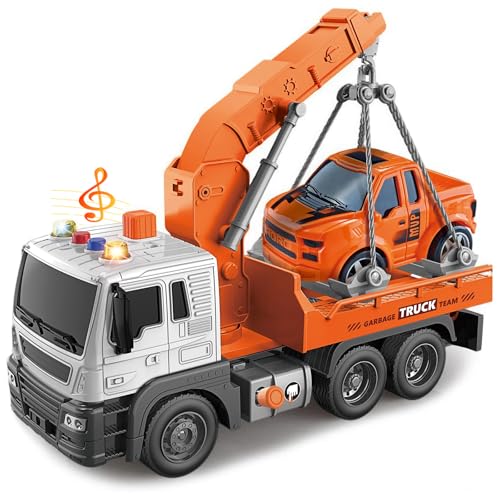 LioMaxi Wagen Spielzeugwagen mit Geräuschen und Lichtern, 1/16 Rettungswagen Kran und Pädagogische Autos Geschenk für Kinder 3 4 5 Jahre Jungen Mädchen von LioMaxi