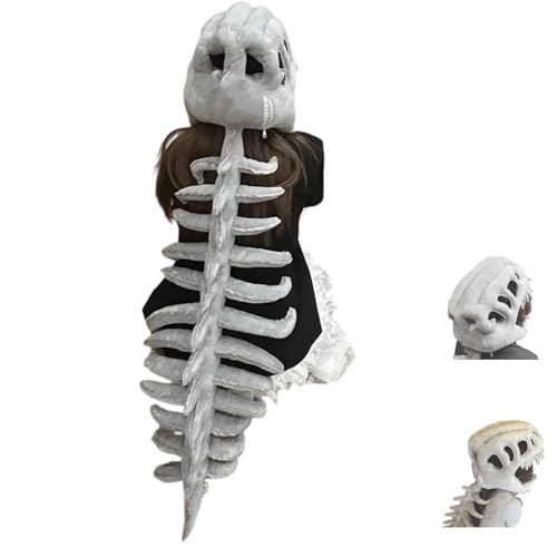 Liocwocne Realistic Dinosaur Skeleton Costume Set, Halloween Dinosaur Themed Skull Cosplay Props, 3D Plush Dino-saur Skeleton Costume Set(115CM) von Liocwocne